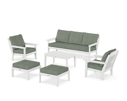Country Living Cottage 6-Piece Lounge Sofa Set in White / Cast Sage