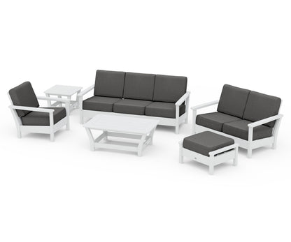 POLYWOOD® Harbour 6-Piece Outdoor Living Set in White / Spectrum Carbon