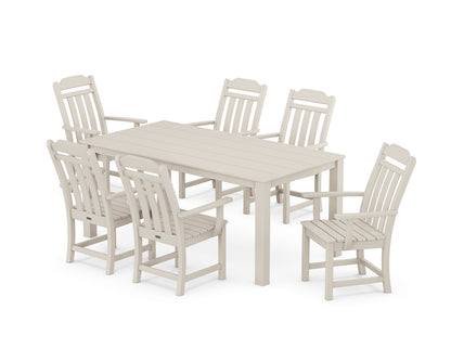 Country Living Cottage Arm Chair 7-Piece Parsons Dining Set in Sand