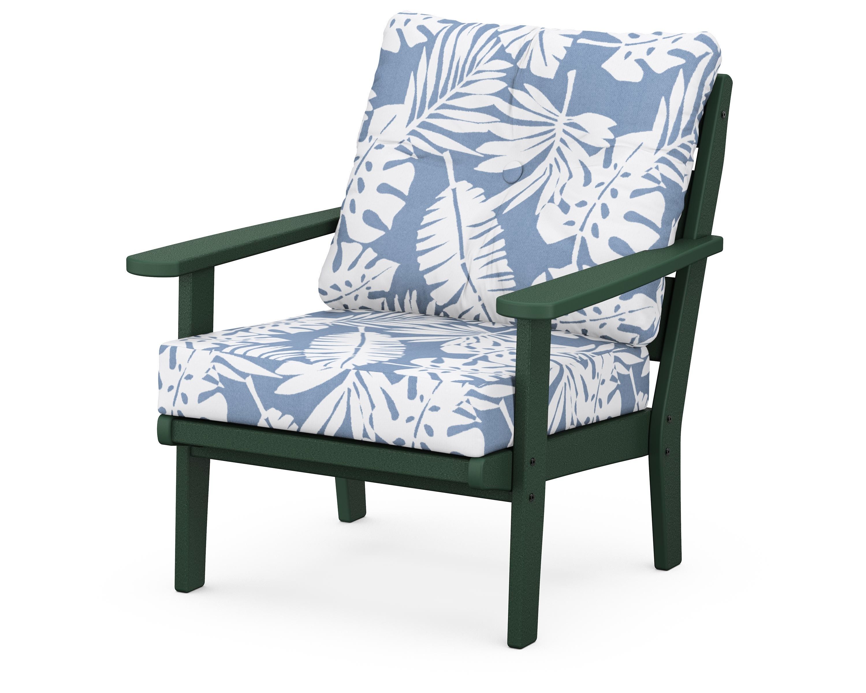 POLYWOOD® Lakeside Deep Seating Chair in Green / Leaf Sky Blue