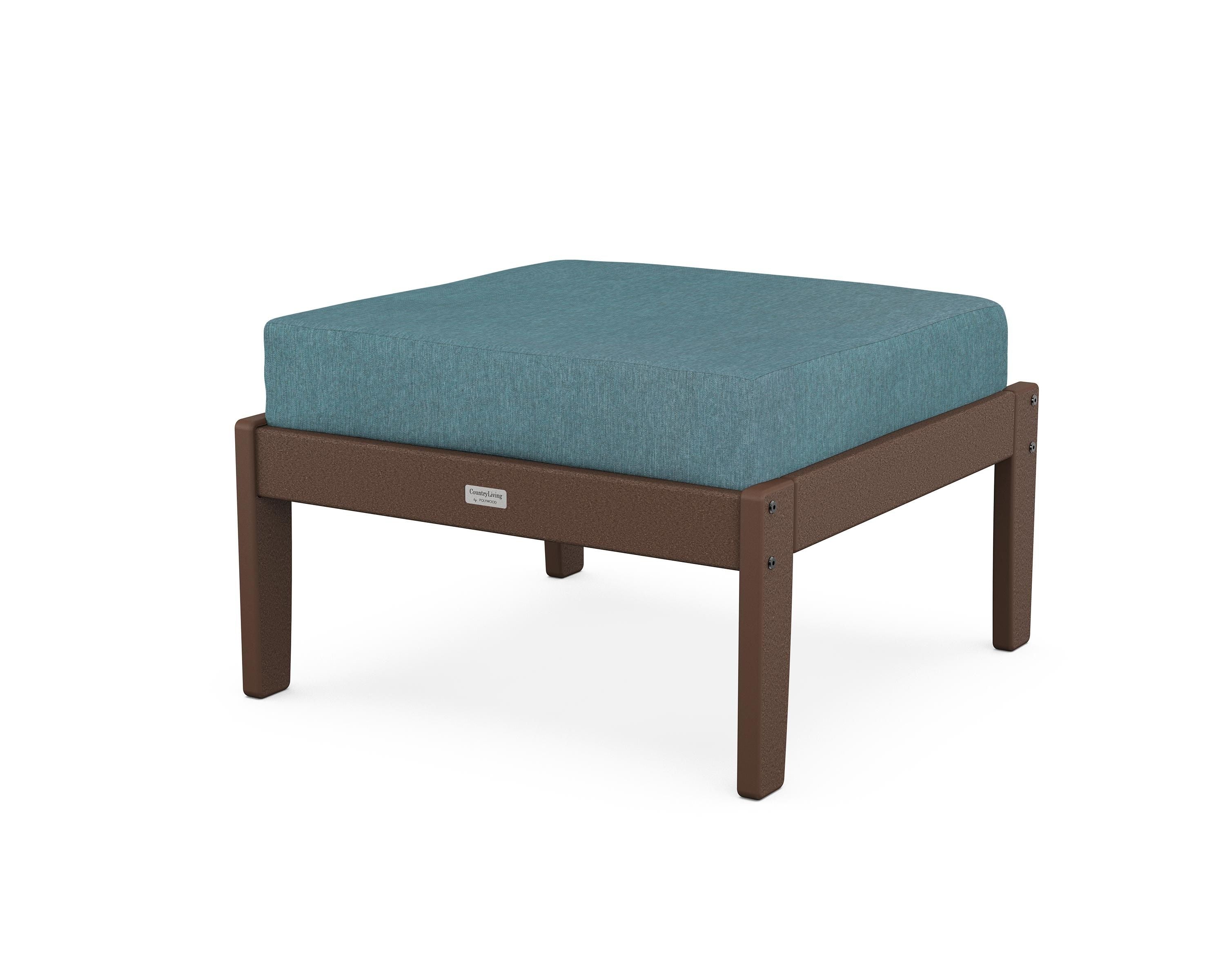 Country Living Cottage Deep Seating Ottoman in Mahogany / Ocean Teal