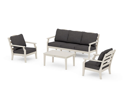 Draper James™ by  POLYWOOD® Savannah 4-Piece Deep Seating Set with Sofa in Sand / Ash Charcoal