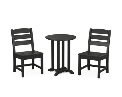 POLYWOOD® Lakeside Side Chair 3-Piece Round Bistro Dining Set in Black