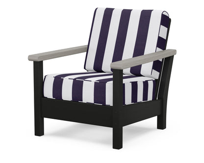 POLYWOOD® Harbour Deep Seating Chair in Black / Driftwood / Cabana Stripe Navy