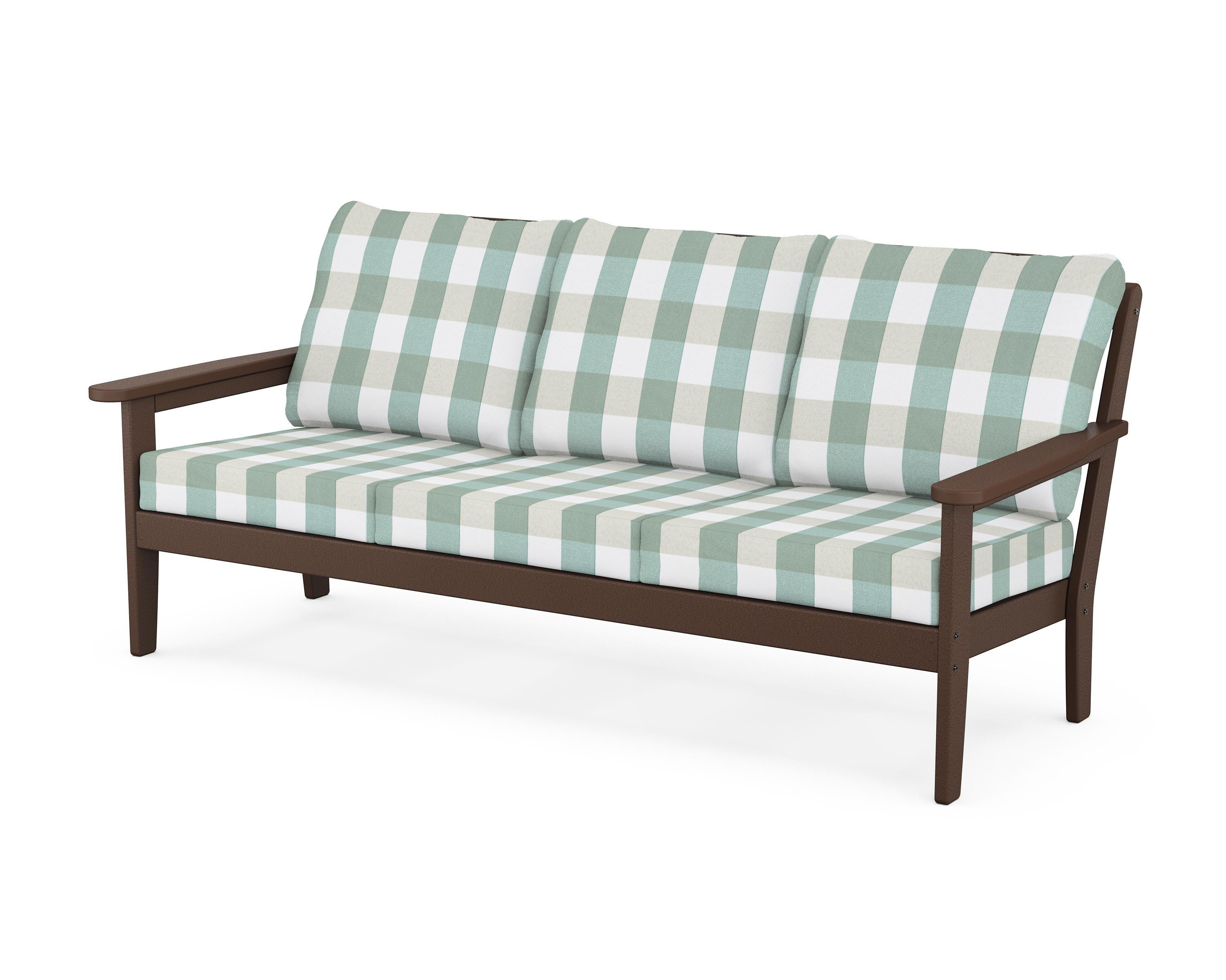 Country Living Cottage Deep Seating Sofa in Mahogany / Buffalo Plaid Glacier Spa