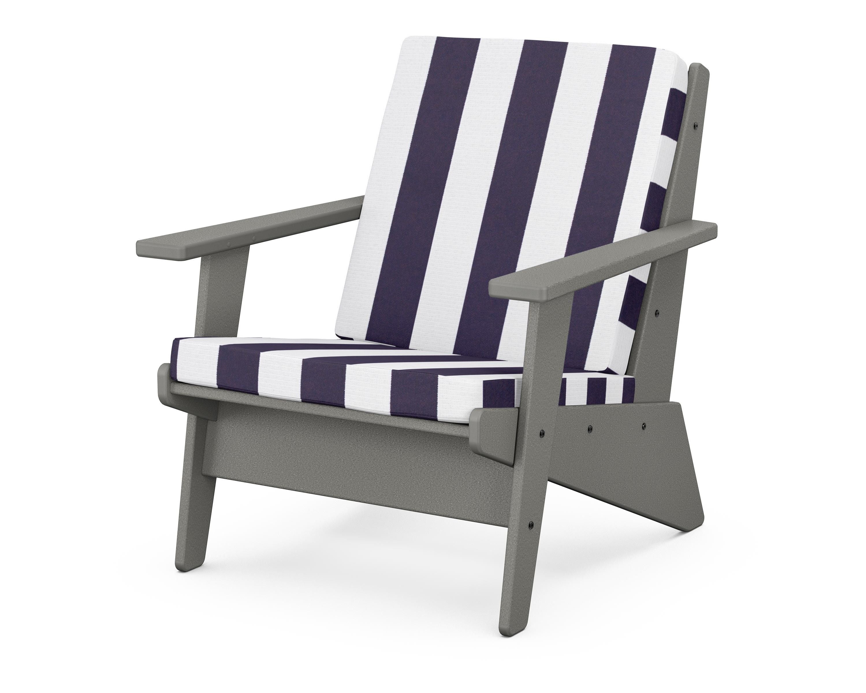 POLYWOOD® Riviera Modern Lounge Chair in Slate Grey / Cabana Stripe Navy