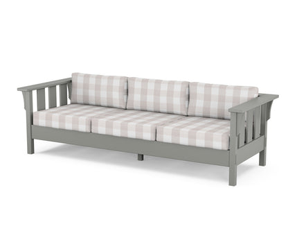Martha Stewart by POLYWOOD® Acadia Deep Seating Sofa in Slate Grey / Buffalo Plaid Dune Burlap