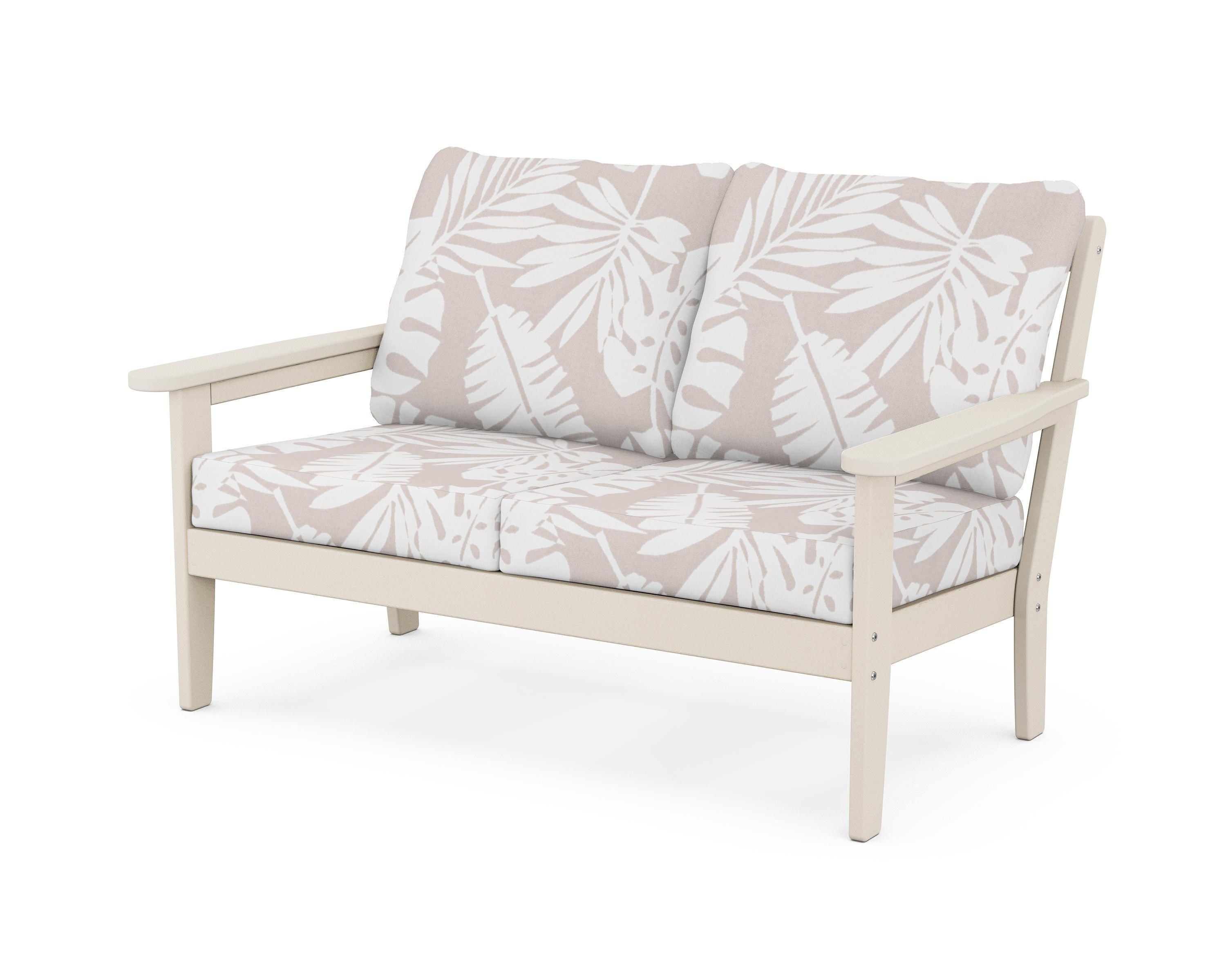 Country Living Cottage Deep Seating Loveseat in Sand / Leaf Dune Burlap