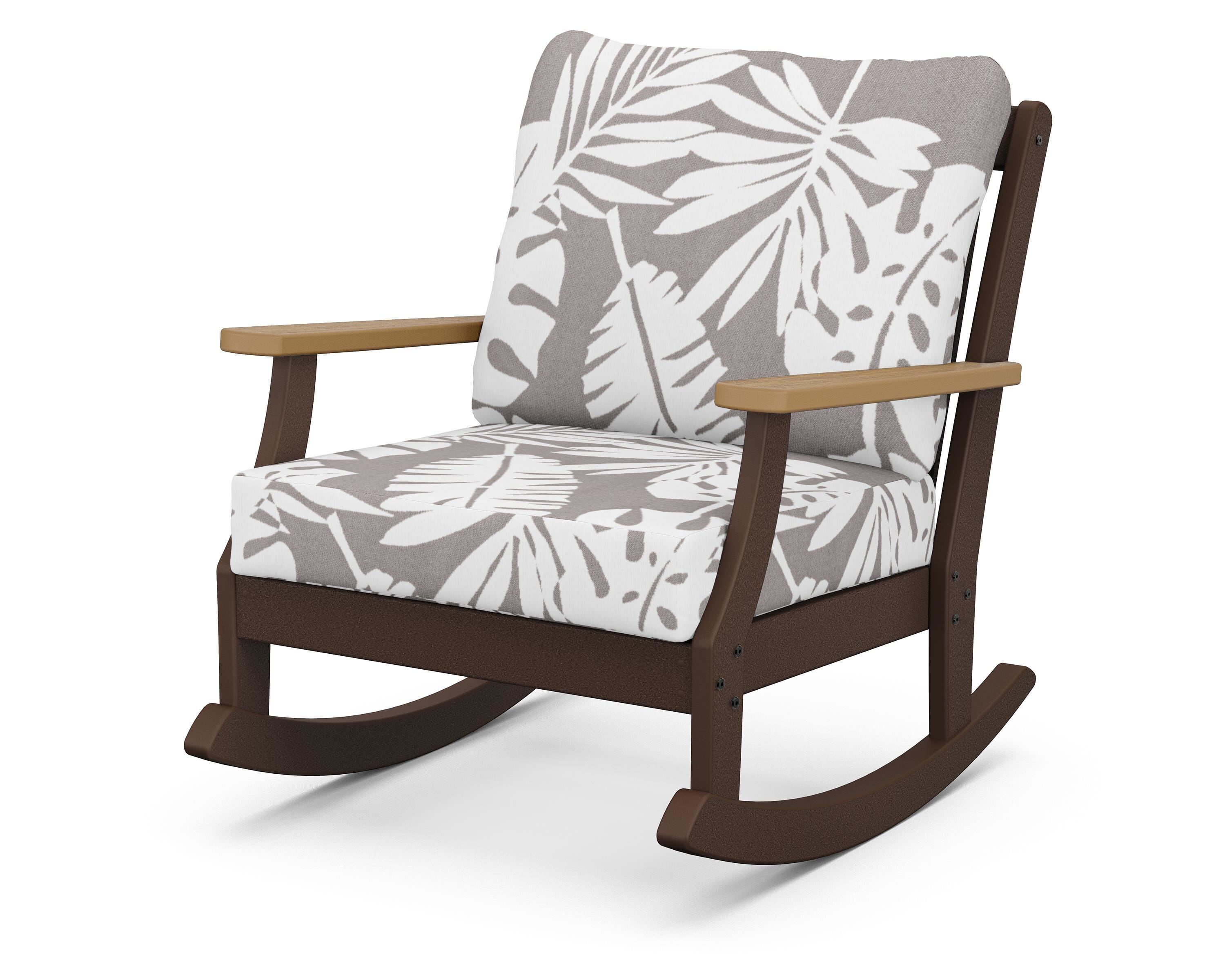 POLYWOOD® Braxton Deep Seating Rocking Chair in Mahogany / Natural / Leaf Grey Mist