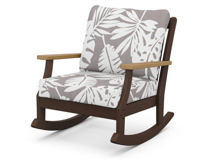 POLYWOOD® Braxton Deep Seating Rocking Chair in Mahogany / Natural / Leaf Grey Mist