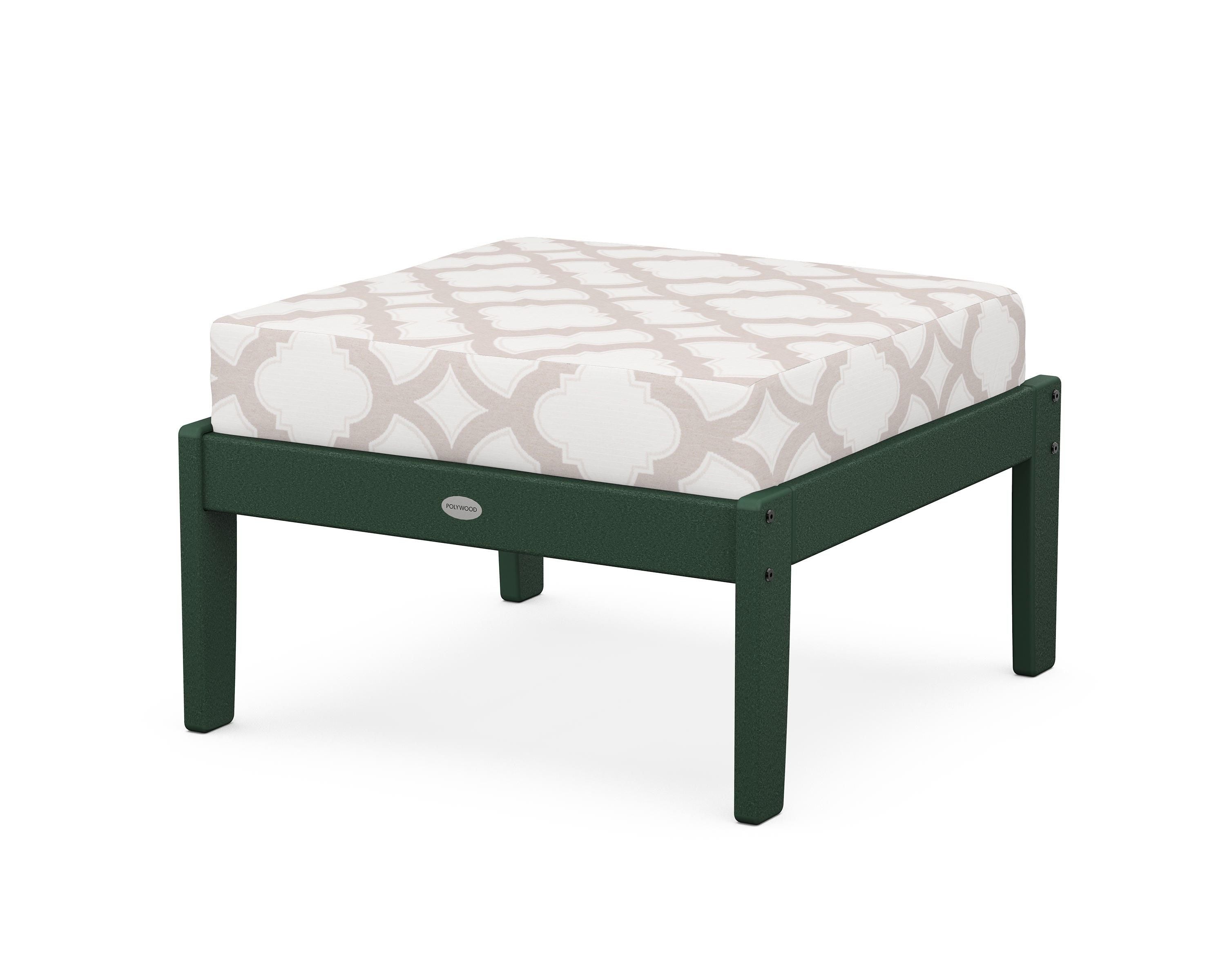 POLYWOOD® Braxton Deep Seating Ottoman in Green / Trellis Dune Burlap