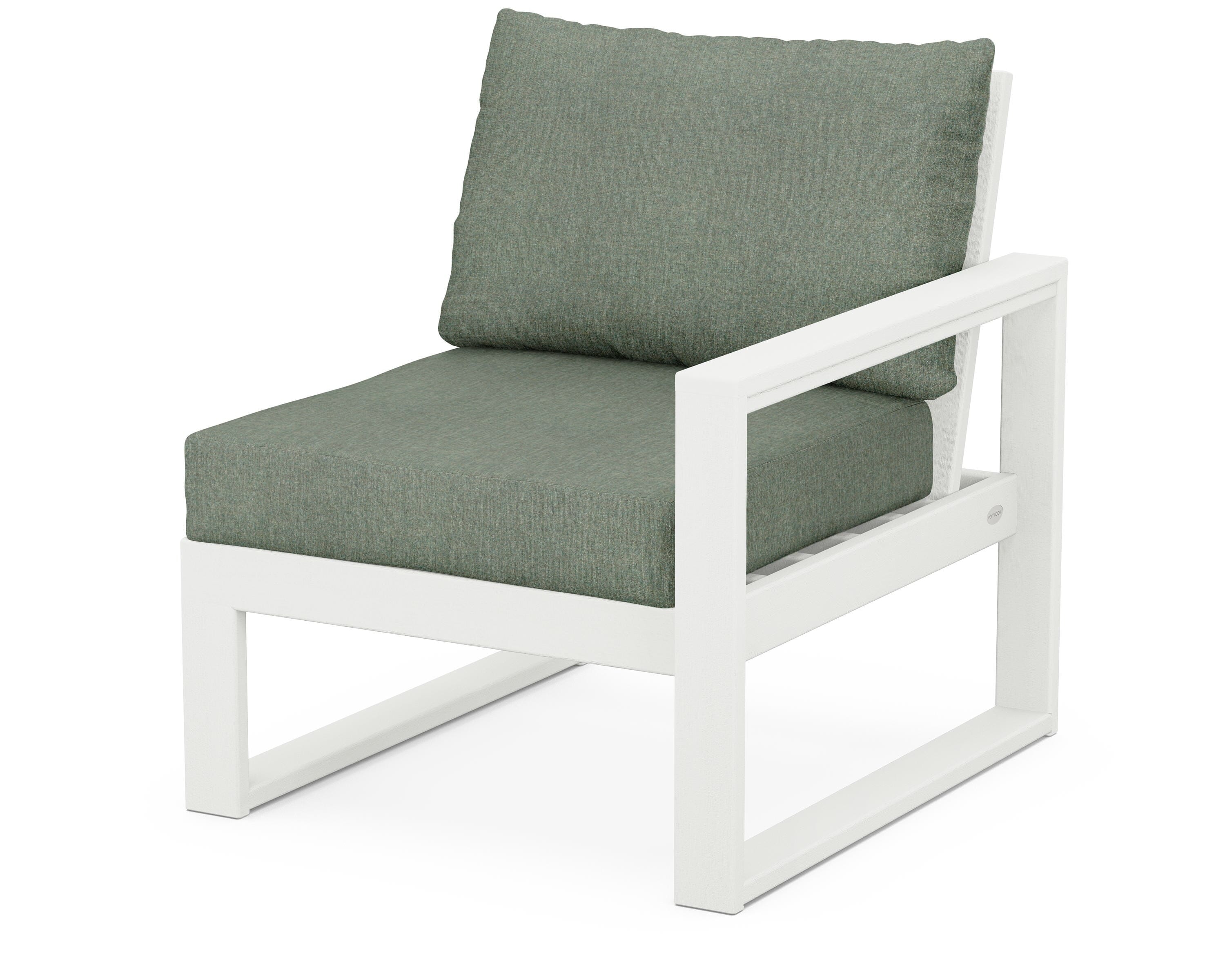 POLYWOOD® EDGE Modular Right Arm Chair in Vintage White / Cast Sage
