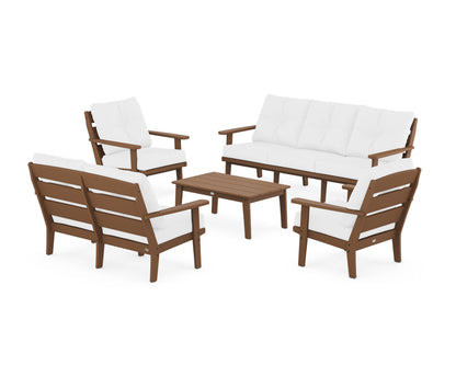 POLYWOOD® Lakeside 5-Piece Lounge Sofa Set in Teak / Natural