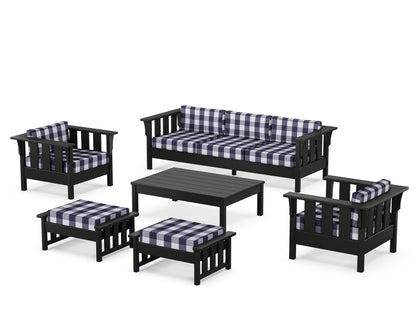 Martha Stewart by POLYWOOD® Acadia 6-Piece Lounge Sofa Set in Black / Buffalo Plaid Navy