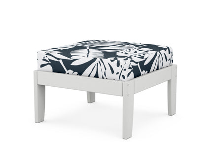 Unbranded Modular Ottoman - Classic in White / Leaf Marine Indigo