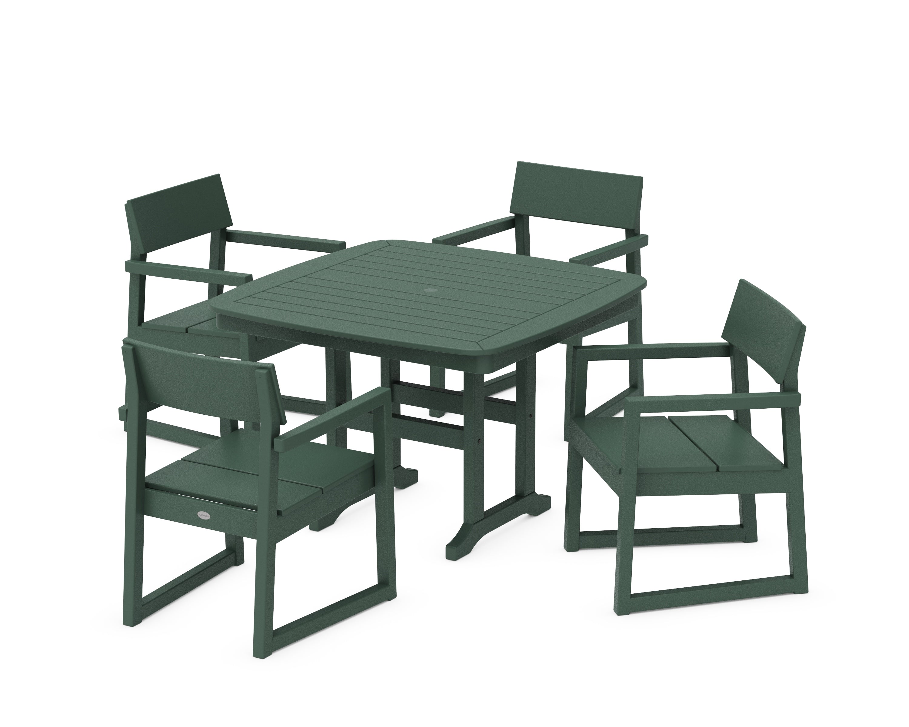 POLYWOOD® EDGE 5-Piece Dining Set with Trestle Legs in Green