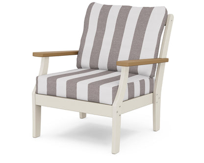 POLYWOOD® Braxton Deep Seating Chair in Sand / Natural / Cabana Stripe Grey Mist