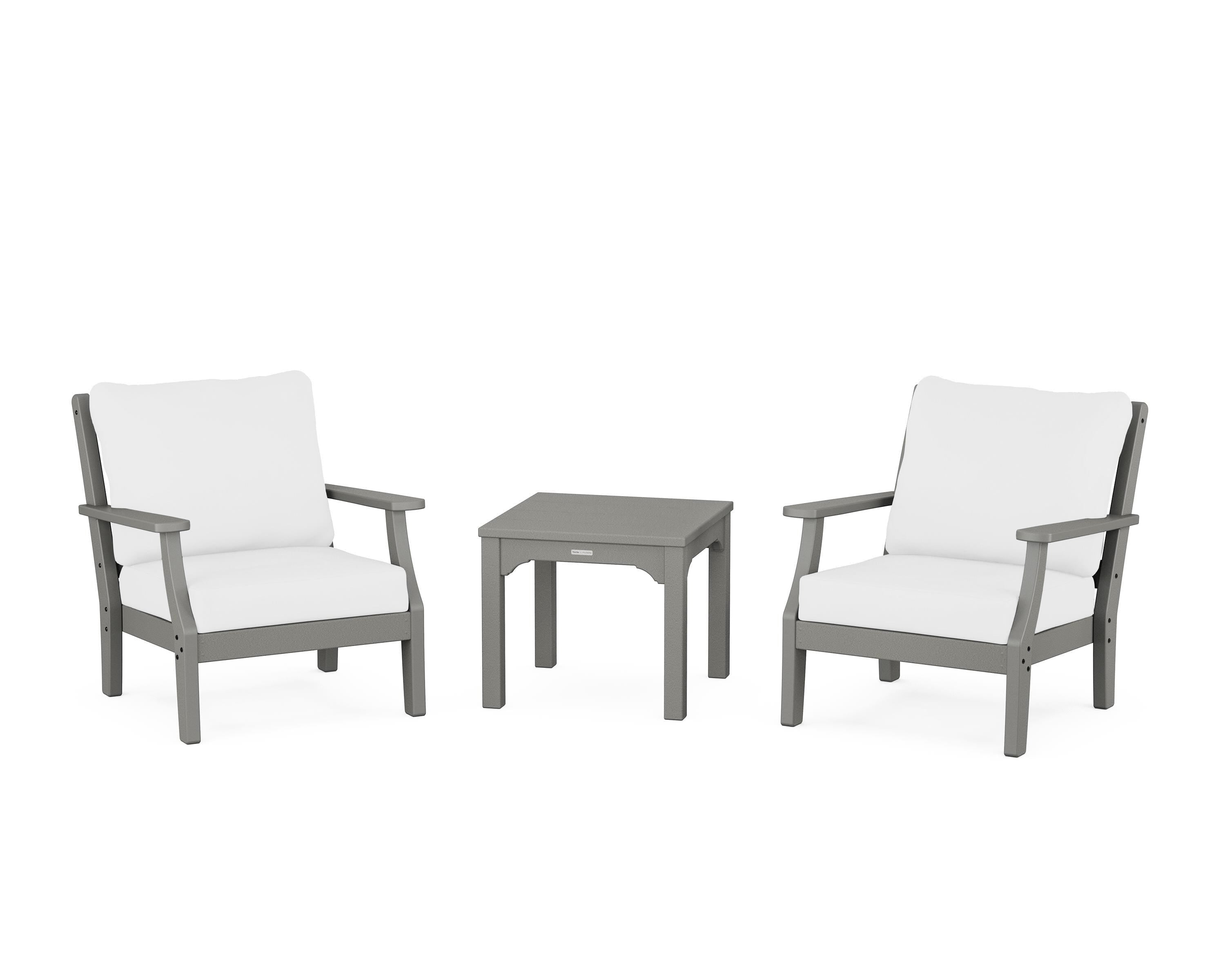 Martha Stewart by POLYWOOD® Chinoiserie 3-Piece Deep Seating Set in Slate Grey / Natural