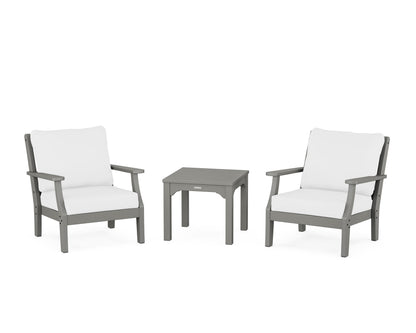 Martha Stewart by POLYWOOD® Chinoiserie 3-Piece Deep Seating Set in Slate Grey / Natural