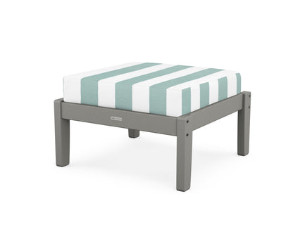 Martha Stewart by POLYWOOD® Chinoiserie Deep Seating Ottoman in Slate Grey / Cabana Stripe Glacier Spa