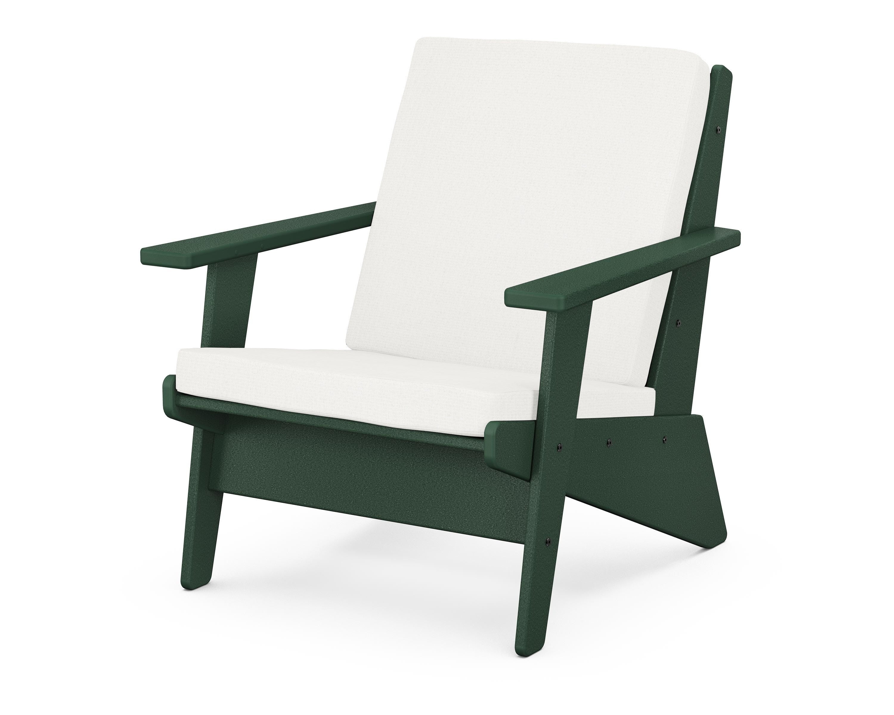 POLYWOOD® Riviera Modern Lounge Chair in Green / Natural Linen