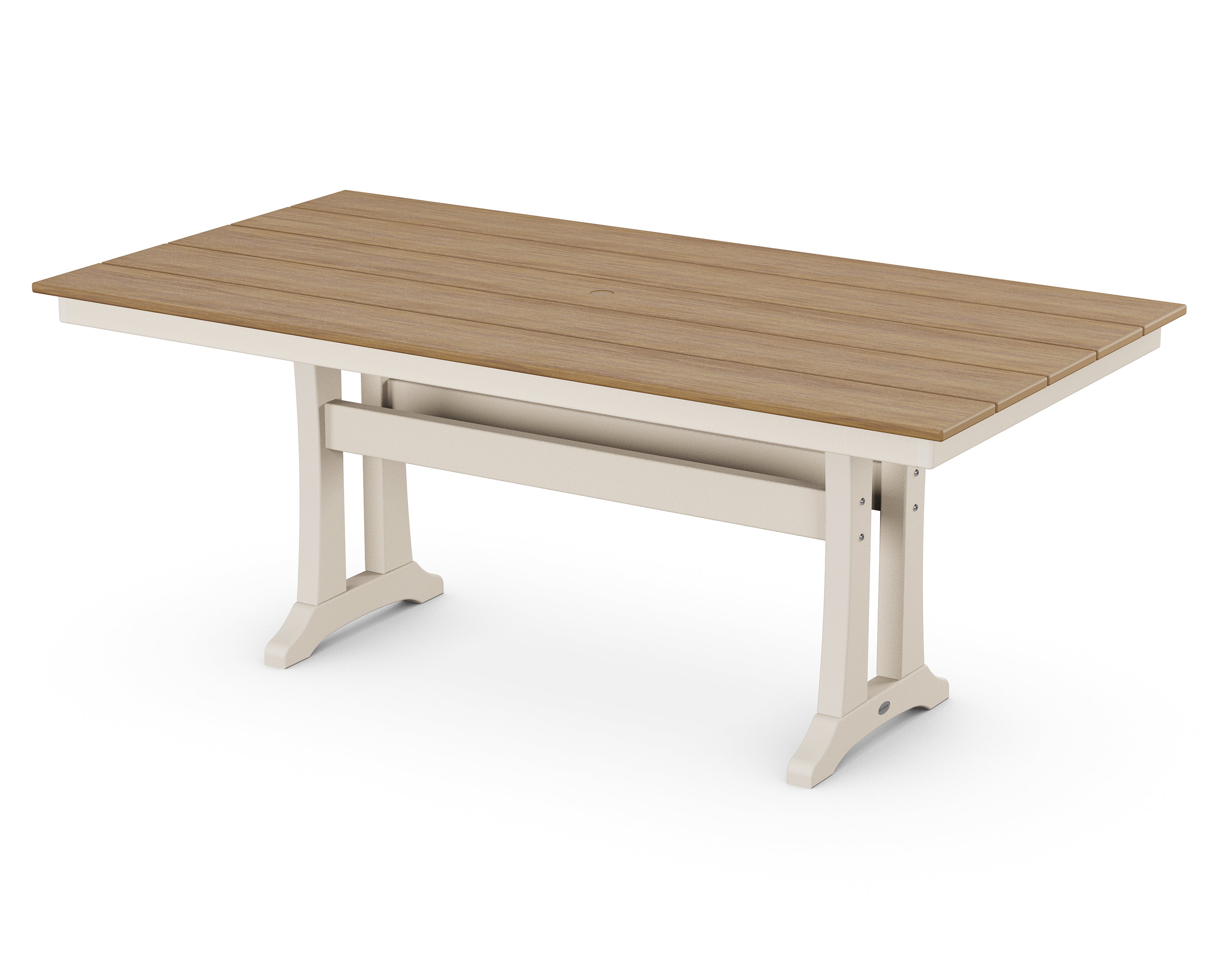 POLYWOOD® Farmhouse Trestle 37" x 72" Dining Table in Sand / Natural
