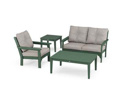 POLYWOOD® Vineyard 4-Piece Deep Seating Set in Green / Weathered Tweed