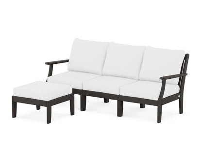 POLYWOOD® Braxton Modular 4-Piece Deep Seating Set with Ottoman in Vintage Coffee / Natural