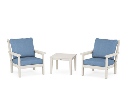 POLYWOOD® Chippendale 3-Piece Deep Seating Set in Sand / Sky Blue