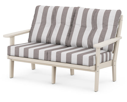 POLYWOOD® Lakeside Deep Seating Loveseat in Sand / Cabana Stripe Grey Mist