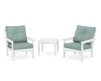 POLYWOOD® Vineyard 3-Piece Deep Seating Set in White / Glacier Spa