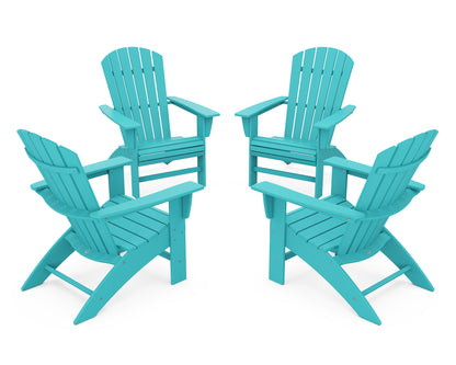 POLYWOOD® 4-Piece Nautical Curveback Adirondack Chair Conversation Set in Aruba