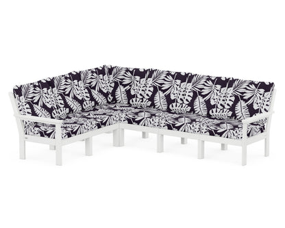 POLYWOOD® Vineyard 6-Piece Sectional in White / Leaf Navy