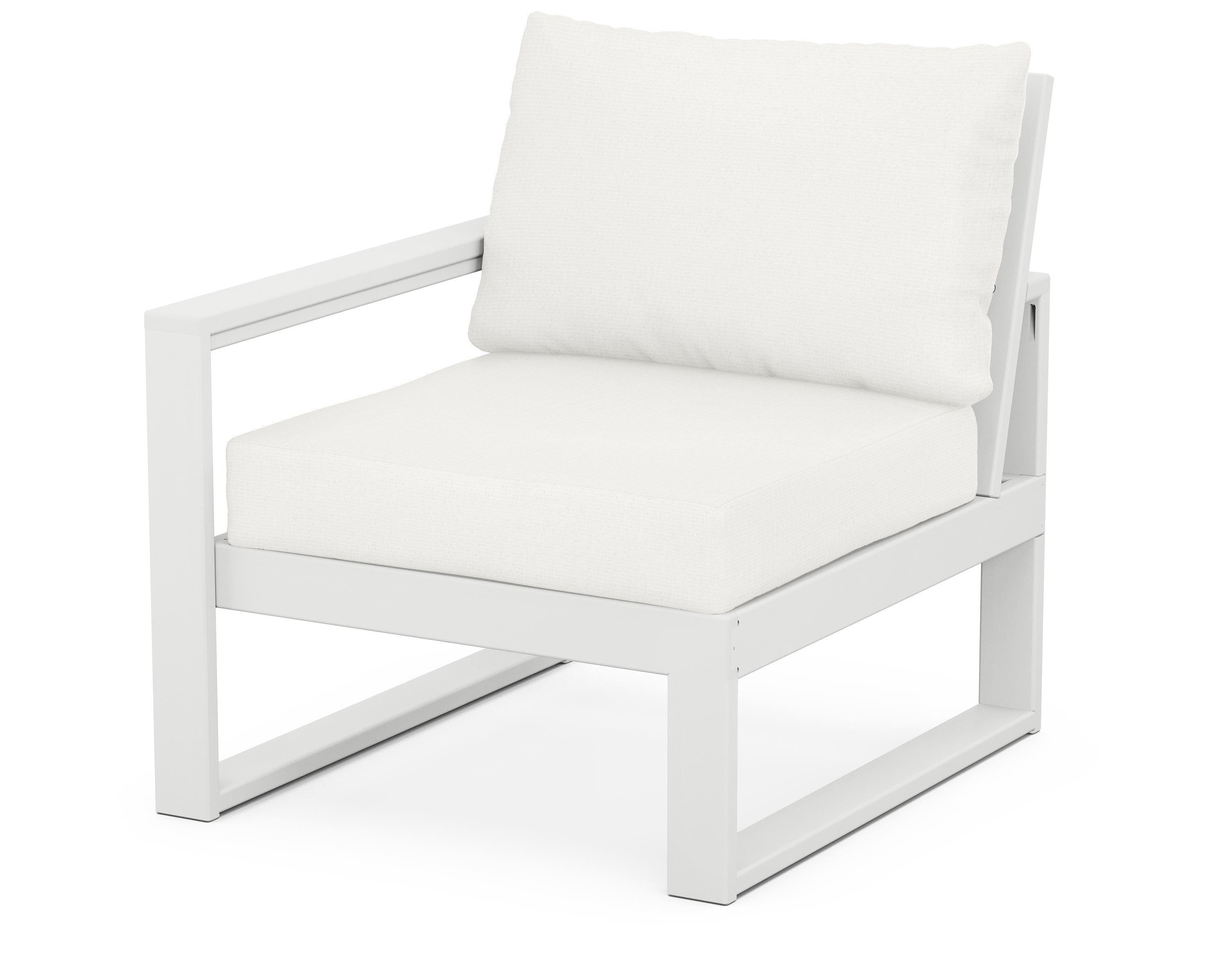 POLYWOOD® EDGE Modular Left Arm Chair in White / Natural Linen