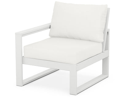 POLYWOOD® EDGE Modular Left Arm Chair in White / Natural Linen