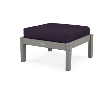 Martha Stewart by POLYWOOD® Chinoiserie Deep Seating Ottoman in Slate Grey / Navy Linen
