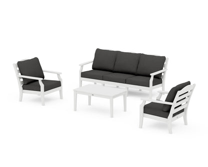Draper James™ by  POLYWOOD® Savannah 4-Piece Deep Seating Set with Sofa in White / Spectrum Carbon