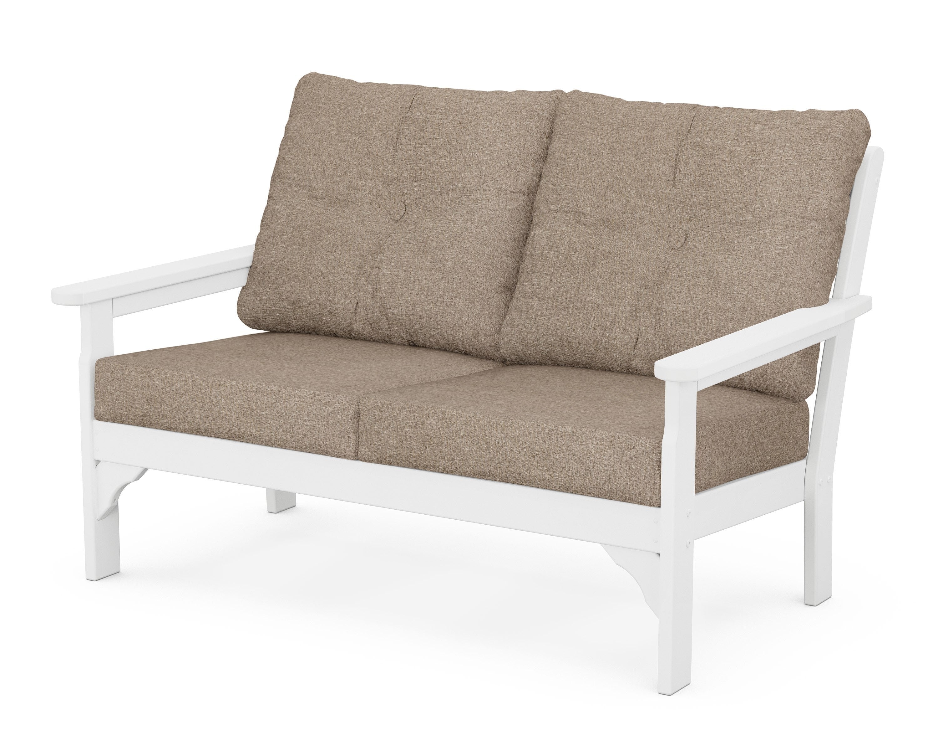 POLYWOOD® Vineyard Deep Seating Loveseat in White / Spiced Burlap