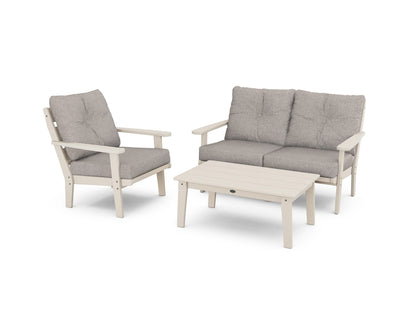 POLYWOOD® Lakeside 3-Piece Deep Seating Set in Sand / Weathered Tweed