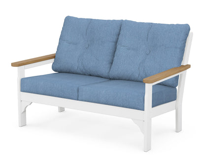 POLYWOOD® Vineyard Deep Seating Loveseat in White / Natural / Sky Blue
