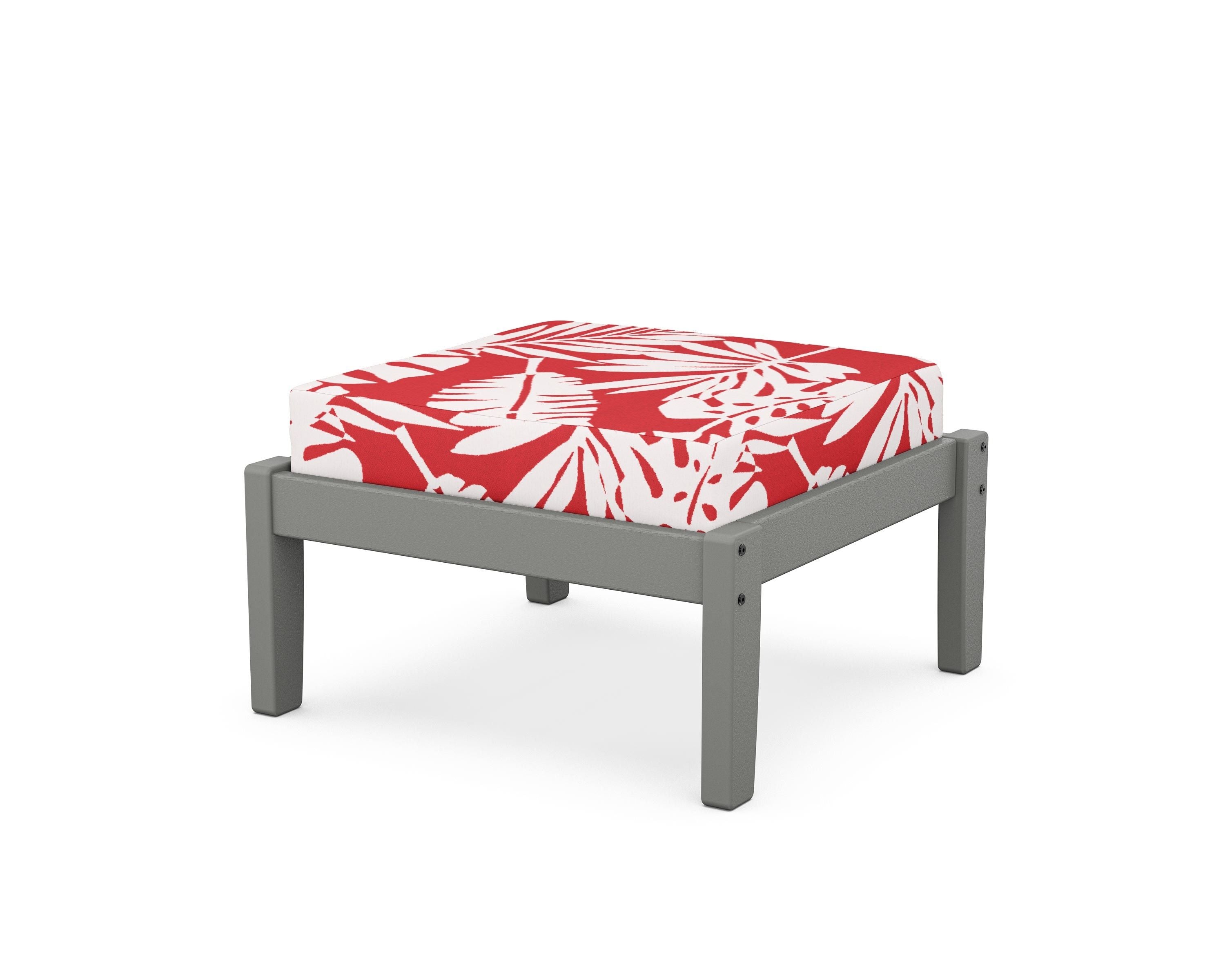 Unbranded Deep Seating Ottoman in Slate Grey / Leaf Crimson