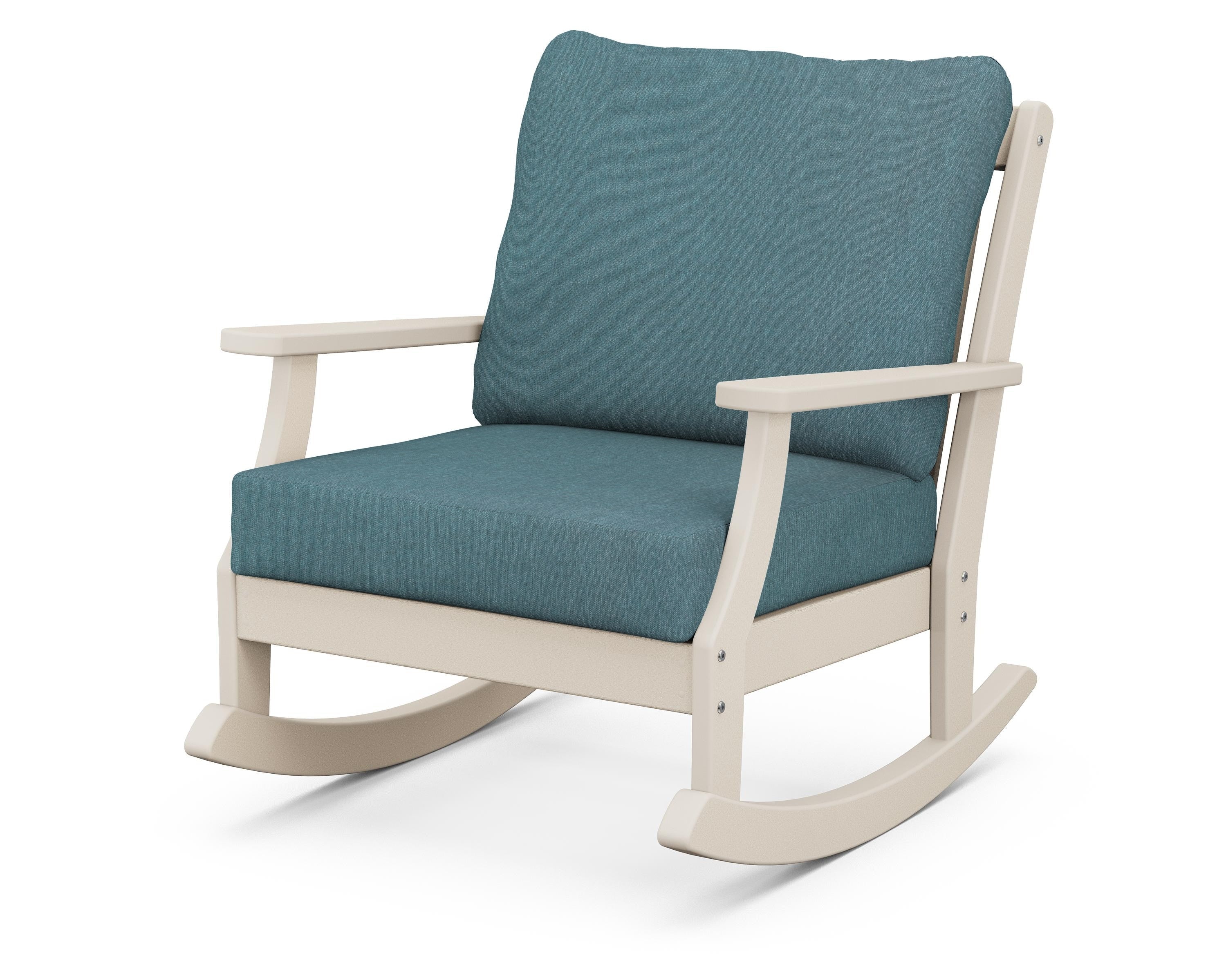 POLYWOOD® Braxton Deep Seating Rocking Chair in Sand / Ocean Teal