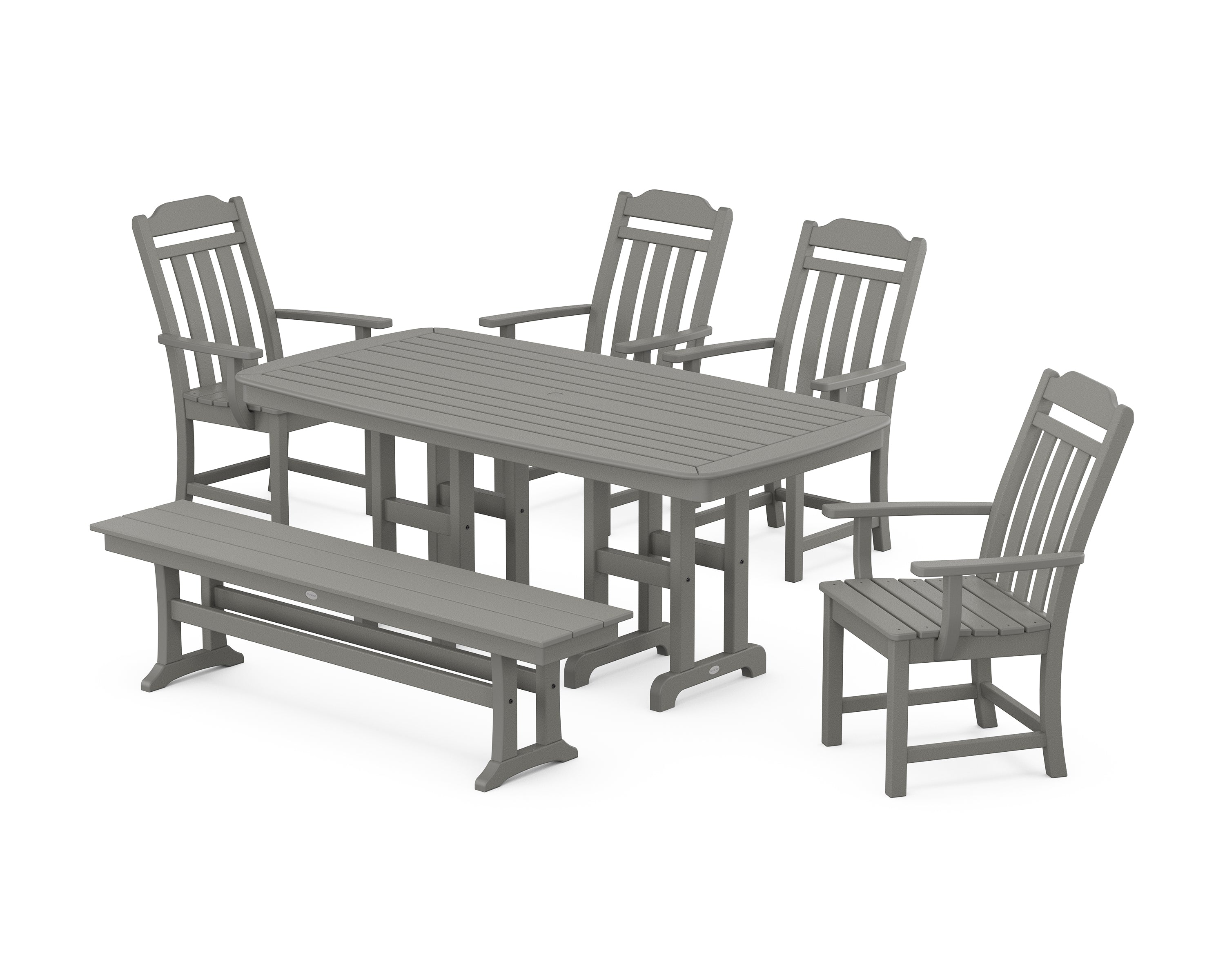 Country Living Cottage 6-Piece Dining Set with Bench in Slate Grey