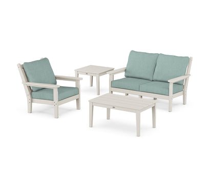 POLYWOOD® Chippendale 4-Piece Deep Seating Set in Sand / Glacier Spa
