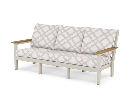 POLYWOOD® Chippendale Deep Seating Sofa in Sand / Natural / Trellis Dune Burlap