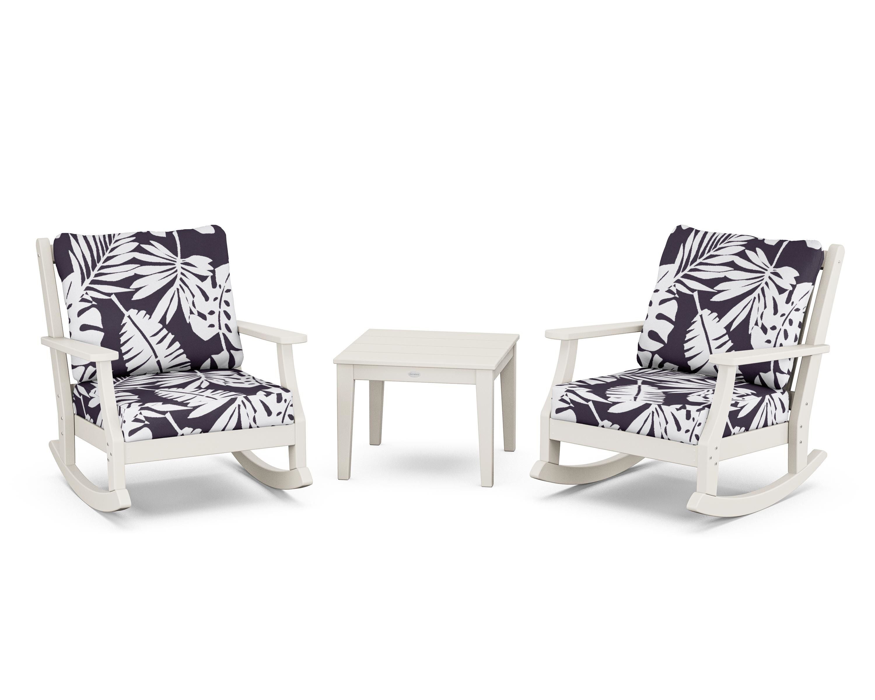 Country Living Wovendale 3-Piece Deep Seating Rocker Set in Sand / Leaf Navy