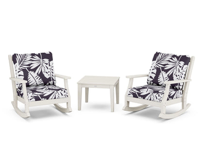 Country Living Wovendale 3-Piece Deep Seating Rocker Set in Sand / Leaf Navy