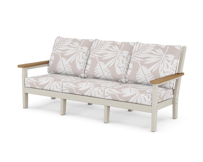 POLYWOOD® Chippendale Deep Seating Sofa in Sand / Natural / Leaf Dune Burlap