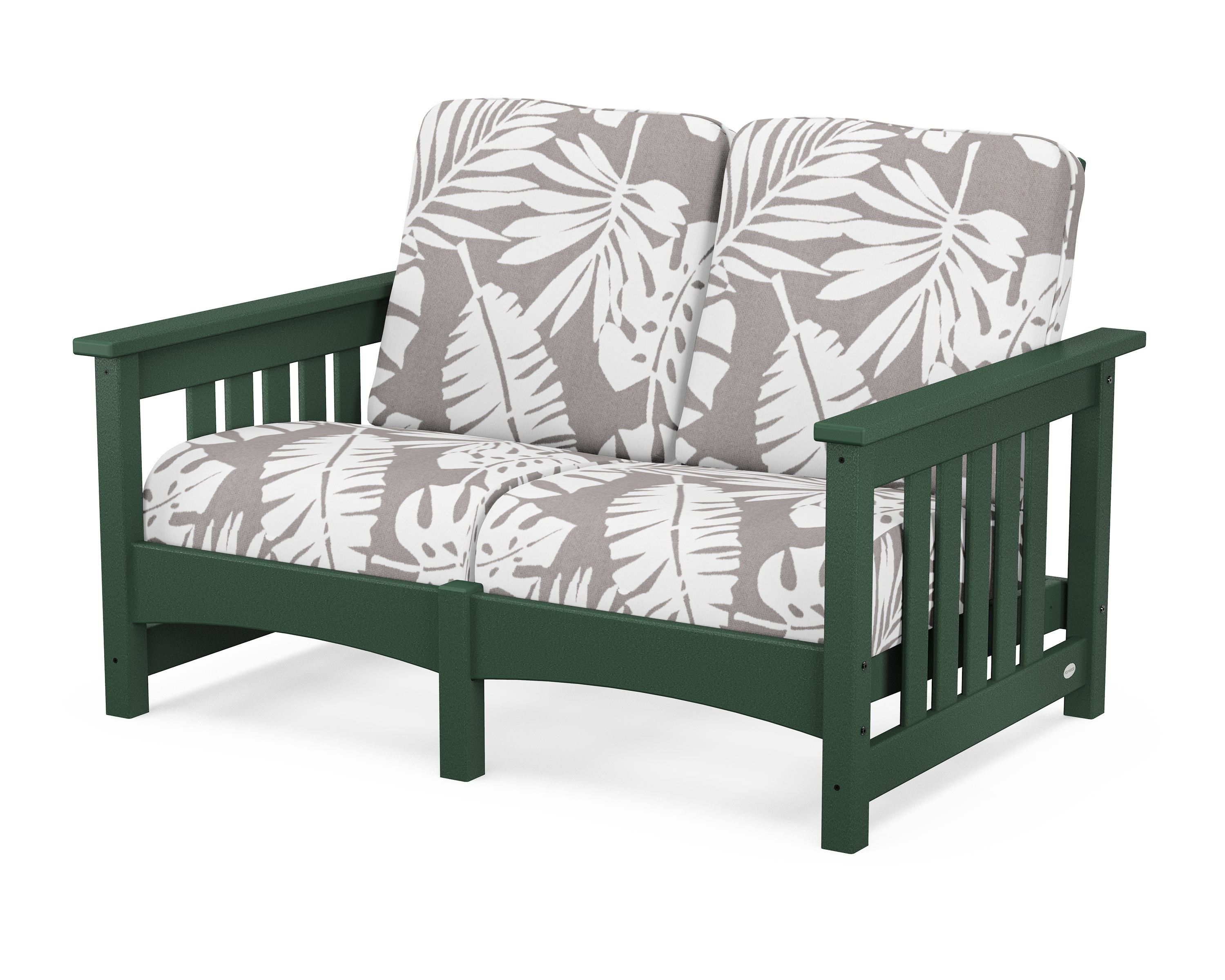 POLYWOOD® Club Mission Loveseat in Green / Leaf Grey Mist