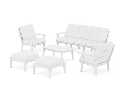 POLYWOOD® Lakeside 6-Piece Lounge Sofa Set in White / Natural